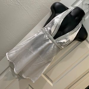 Unbranded white satin halter dress silver sequins M